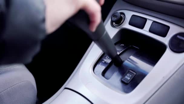 Interruptores de mano hembra interruptor de transmisión automática, transmisión automática clásica del coche japonés — Vídeo de stock