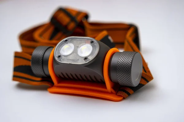 Dual modern LED headlamp powerful rechargeable headlight — 图库照片