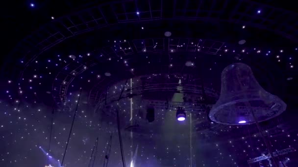 The dome of the circus with neon lights and illumination — Stockvideo