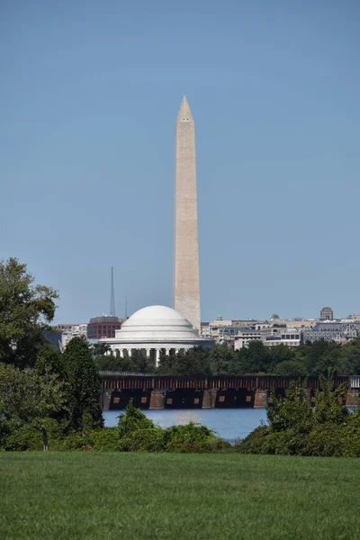 Washington Eua Setembro 2021 Jefferson Memorial Monumento Washington Visto Gravelly — Fotografia de Stock