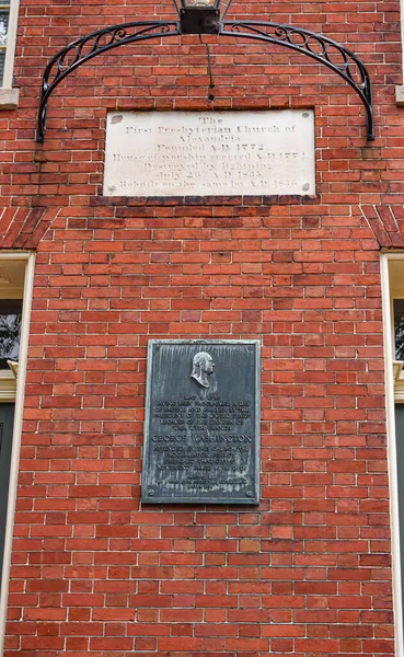 버지니아 알렉산드리아 Historic Plaque Wall First Presbyterian Meetinghouse Old Town — 스톡 사진