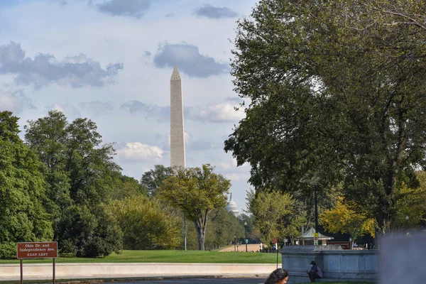 Washington États Unis Octobre 2021 Monument Washington Surplombe Champ Arbres — Photo