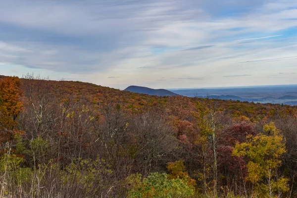美国弗吉尼亚神州国家公园2021年11月3日 美丽的秋天树映衬下的山景和明亮的蓝天背景 — 图库照片