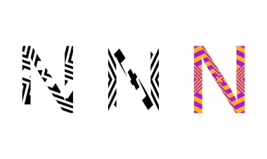 op-art tarzında modern tasarım için N harfi logosu