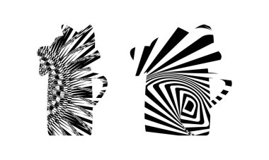 Beyaz arka planda operasyon sanatı tarzında köpüklü bira kupası.