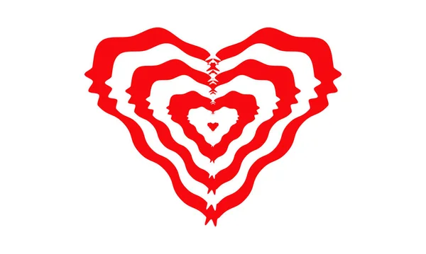 Rotes Herz Art Stil Auf Weißem Hintergrund Modernes Design — Stockvektor