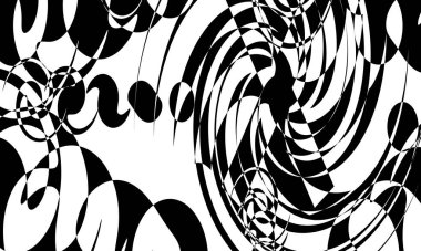 Beyaz arka planda optik illüzyonla büyüleyici siyah desenler