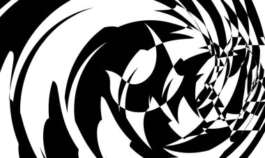 Beyaz arka planda operasyon sanatında siyah ve dalgalı desenler