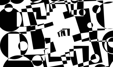 Büyüleyici optik illüzyon. Dalgalı çizgilerle siyah operasyon sanatı desenleri. Düz olmayan bir yüzey yaratıyor.