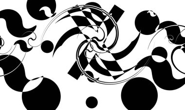 Tasarım için beyaz duvar kâğıdı üzerinde mistik ve prensipli siyah desen