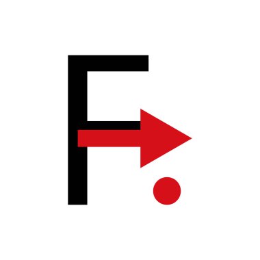 Kırmızı oklu F harfi logosu