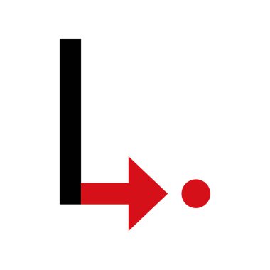Kırmızı oklu L harfi logosu