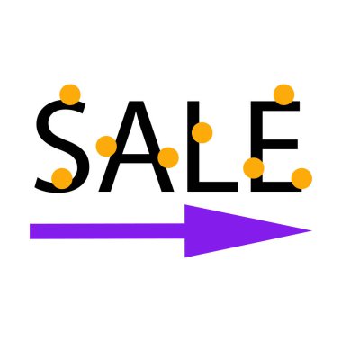 İndirimli harfler ve yönü gösteren mor oklar.