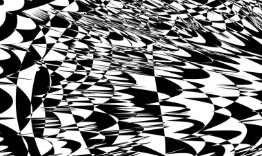 Siyah desenler beyaz arkaplan üzerindeki op-art tarzında ilginç bir tasarım