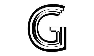 Beyaz arkaplan yaratıcılık kavramı üzerinde operasyon sanatı tarzında G harfi logo.