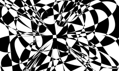 Operasyon sanatı stili monokrom duvar kağıdında modern tasarım için beyaz arkaplanda dinamik siyah desenler