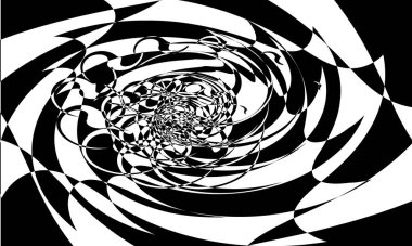 Mistik ve dalgalı desen beyaz arka planda optik bir illüzyon yaratır.