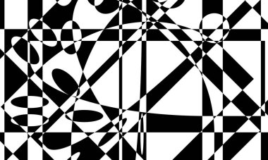 Beyaz üzerinde dalgalanma ve benzersiz siyah desenler