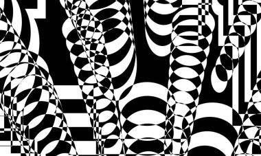 Operasyon sanatının dinamik ve yaratıcı tarzında beyaz bir arkaplanda siyah mistik desen