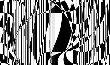 Dalgalı çizgileri olan çarpık desenler düz olmayan bir yüzey ve optik bir illüzyon yaratır.