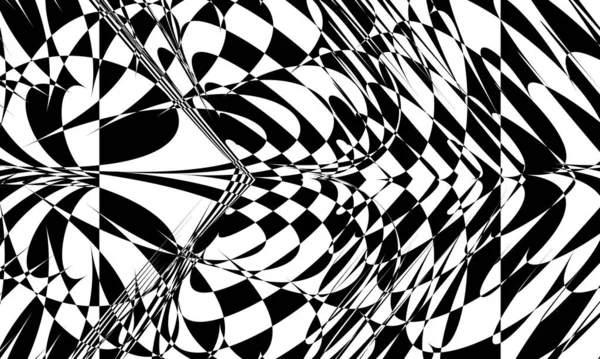 Hipnotizante Ilusión Óptica Negro Art Patrones Con Líneas Onduladas Creando — Archivo Imágenes Vectoriales