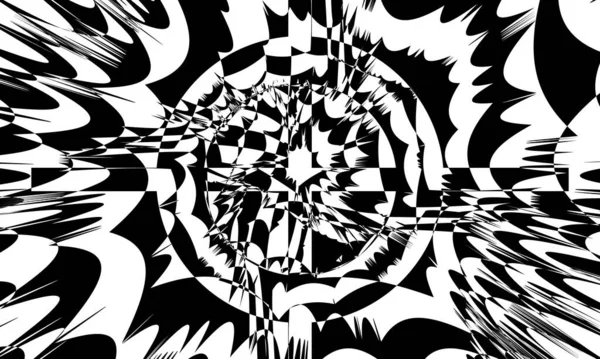 行动艺术风格中神秘的黑色图案 有白色背景的光学幻觉 — 图库矢量图片