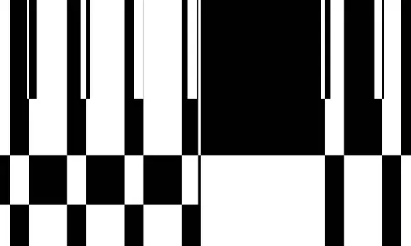 エイリアンと神秘的な黒のパターンが白い背景でOpアートスタイルで — ストックベクタ