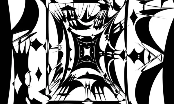 Black Patterns Art Style Futuristic Optical Illusion — Stock Vector