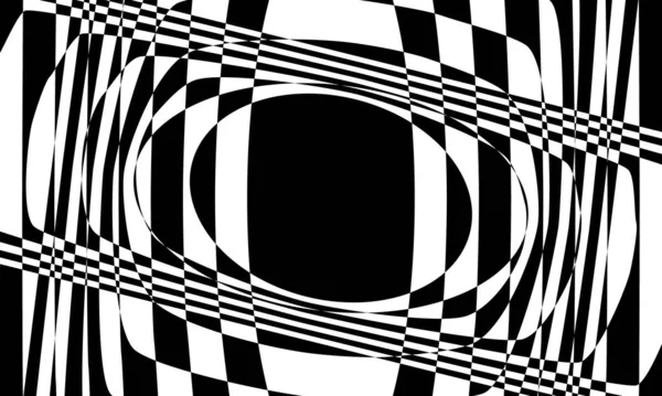 Motif Noir Déformé Crée Une Illusion Optique Sur Fond Blanc — Image vectorielle