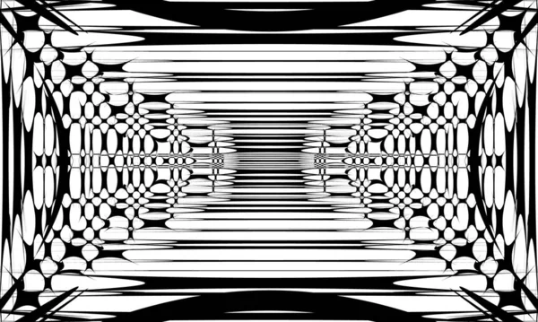 Kräuselnde Und Einzigartige Schwarze Muster Auf Hypnotisierender Optischer Täuschung — Stockvektor