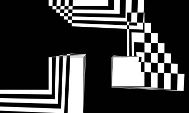 Tasarım için siyah ve beyaz mistik duvar kağıdı op-art tarzında büyüleyici bir desen.