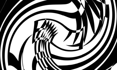 Beyaz arka plan modern tasarım kavramında operasyon sanatı tarzında siyah desen