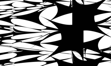 Beyaz arkaplanda operasyon sanatının soyut ve gizemli siyah desenleri