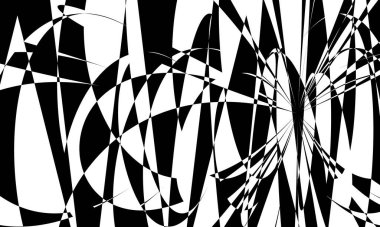 Beyaz arka plan üzerinde bükülme etkisi olan siyah mistik desen