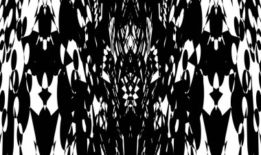 çeşitli siyah desenler beyaz arka planda optik bir illüzyon yaratıyor