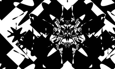 Operasyon sanatında esrarengiz siyah desen. Beyaz arka planda optik yanılsama.