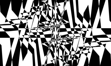 Operasyon sanatı tarzında çarpıtma içeren siyah büyüleyici desen