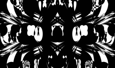 Beyaz arka planda inanılmaz bir siyah desen tarafından yaratılmış mistik optik illüzyon