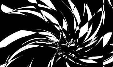 Operasyon sanatındaki siyah mistik kalıplar beyaz arka planda optik bir illüzyon yaratır.