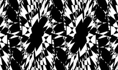 Büyüleyici optik illüzyon. Dalgalı çizgilerle siyah operasyon sanatı desenleri. Düz olmayan bir yüzey yaratıyor.