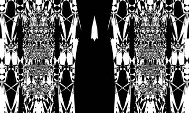 Modern tasarım için operasyon sanatı stili monokrom duvar kağıdında siyah yinelenen desenler