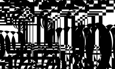 Tasarım için beyaz zemin üzerinde siyah desen modern dalgalanan duvar kağıdı