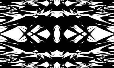 Beyaz arka planda siyah gizemli deseni olan orijinal mistik duvar kağıdı.