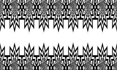 Beyaz bir arka planda, orijinal ve gizemli bir operasyon tarzında siyah mistik desen.