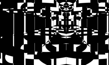 Çarpık desenler, düz olmayan bir yüzey monokrom duvar kağıdı tasarımı için optik bir illüzyon yaratır.