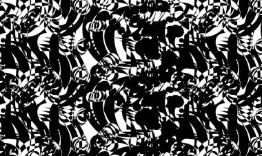 Siyah ve beyaz soyut arkaplan ve operasyon sanatında fantastik desenler.