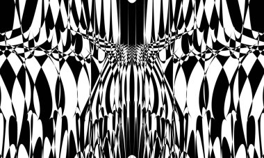 Dalgalı çizgileri olan çarpık desenler düz olmayan bir yüzey ve optik bir illüzyon yaratır.