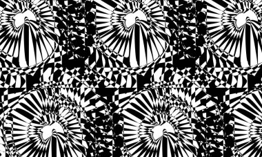 Orijinal ve deforme olmuş op-art tarzında mistik siyah desen