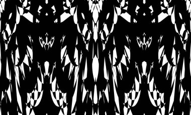 Beyaz arka planda, orijinal tasarımda operasyon sanatında gizemli siyah desenler.