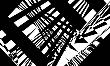 Operasyon sanatındaki siyah mistik kalıplar beyaz arka planda optik bir illüzyon yaratır.